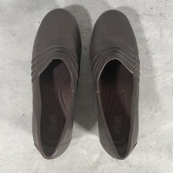 Bass Womens Lite Eleanor Loafer Brown Leather Pleated Slip On Shoes Size 9 M EUC - Picture 3 of 7